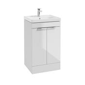 Sonas Stockholm Gloss White 50Cm 2 Door Floor Standing Vanity Unit - Chrome Handle image