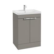Sonas Stockholm Khaki Matt 60Cm 2 Door Floor Standing Vanity Unit - Chrome Handle image