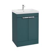 Sonas Stockholm Ocean Blue Matt 60Cm 2 Door Floor Standing Vanity Unit - Chrome Handle image