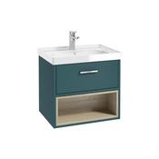 Sonas Malmo 60Cm 1 Drawer Open Shelf Unit Ocean Blue Gloss Basin - Chrome Handle