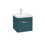 Sonas Freya 50Cm 1 Drawer Wall Hung Vanity Unit Matt Ocean Blue - Chrome Handle