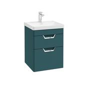 Sonas Freya 50Cm 2 Drawer Wall Hung Vanity Unit Matt Ocean Blue - Chrome Handle image
