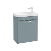 Sonas Freya 55Cm 1 Door Cloakroom Wall Hung Vanity Unit Matt Coral Green - Chrome Handle