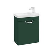 Sonas Freya 55Cm 1 Door Cloakroom Wall Hung Vanity Unit Matt Wreath Green - Chrome Handle image