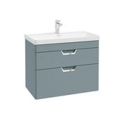Sonas Freya 80Cm 2 Drawer Wall Hung Vanity Unit Matt Coral Green - Chrome Handle