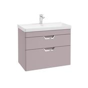 Sonas Freya 80Cm 2 Drawer Wall Hung Vanity Unit Matt Cashmere Pink - Chrome Handle