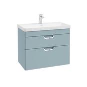 Sonas Freya 80Cm 2 Drawer Wall Hung Vanity Unit Matt Morning Sky Blue - Chrome Handle