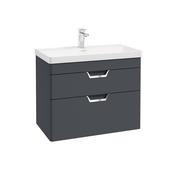Sonas Freya 80Cm 2 Drawer Wall Hung Vanity Unit Matt Night Sky Blue - Chrome Handle