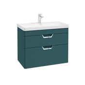 Sonas Freya 80Cm 2 Drawer Wall Hung Vanity Unit Matt Ocean Blue - Chrome Handle