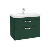 Sonas Freya 80Cm 2 Drawer Wall Hung Vanity Unit Matt Wreath Green - Chrome Handle