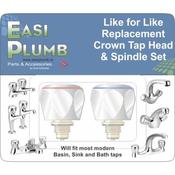 Easi Plumb Pair Of Replacement Crown Tap Heads &amp; Spindles Only