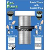 Easi Plumb 1/4" Slotted Basin Waste C/W Popper Plug
