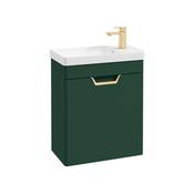 Sonas Freya 55Cm 1 Door Cloakroom Wall Hung Vanity Unit Matt Wreath Green - Gold Handle image