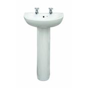 Sonas Strata 45Cm Basin With Full Pedestal 2 Tap Hole