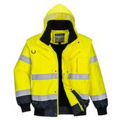 Portwest Hi-Vis Contrast Bomber Jacket Yellow &amp; Navy