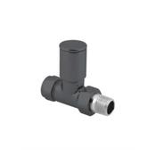Sonas Straight Radiator Valve Round Head Set - Anthracite image