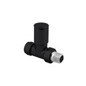 Sonas Straight Radiator Valve Round Head Set - Black image