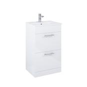 Sonas Belmont Square 50Cm Floor Standing 2 Drawer Vanity Unit - Gloss White