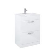 Sonas Belmont Square 60Cm Floor Standing 2 Drawer Vanity Unit - Gloss White