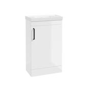 Sonas Corta Floor Standing Cabinet Cloakroom Gloss White Black Handle 50Cm image