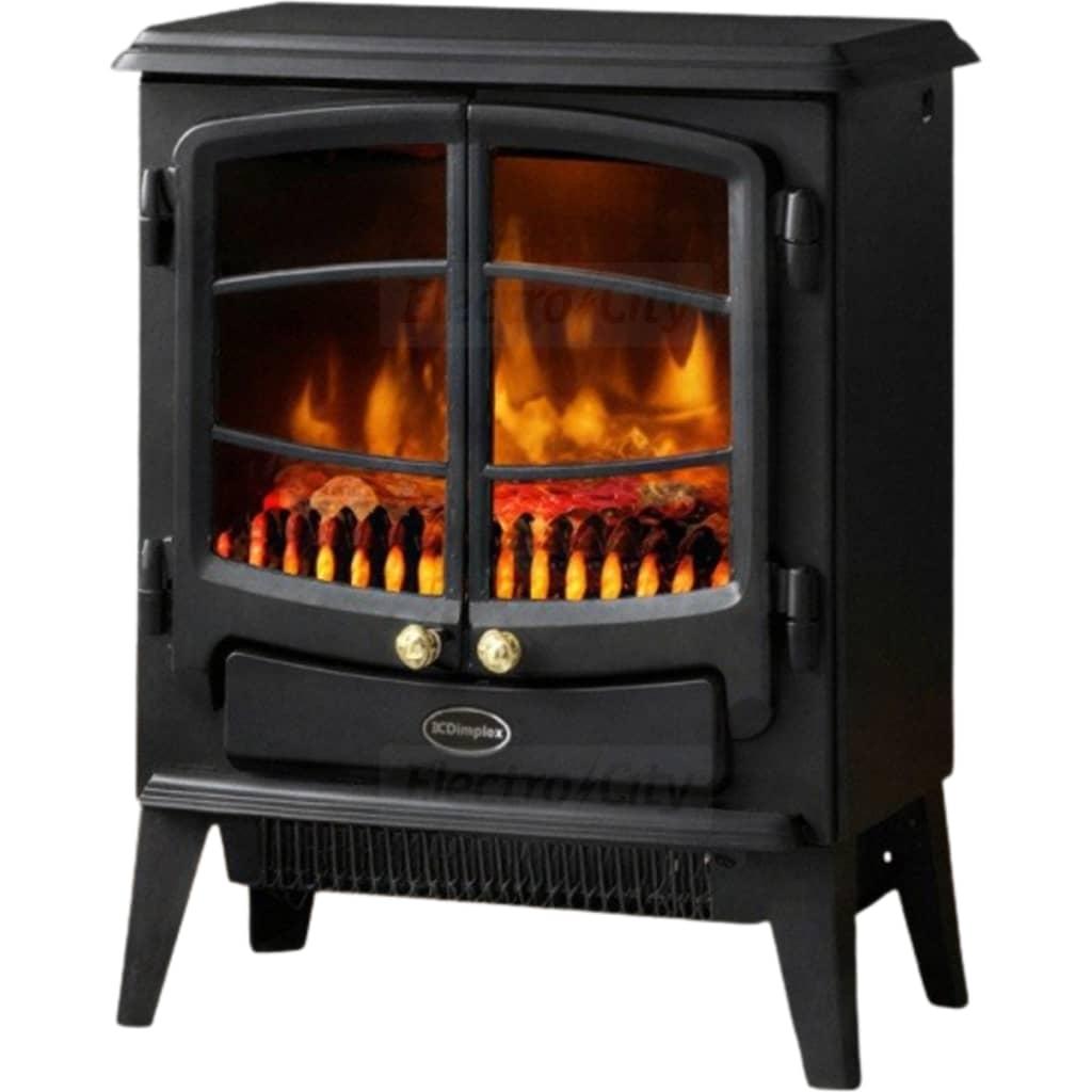 Dimplex Elbe Optiflame Electric Stove - Black Cast Effect, 2kW Heat, Freestanding, Concealed Controls, Safety Cut Out, Size 54.5x44x31cm
