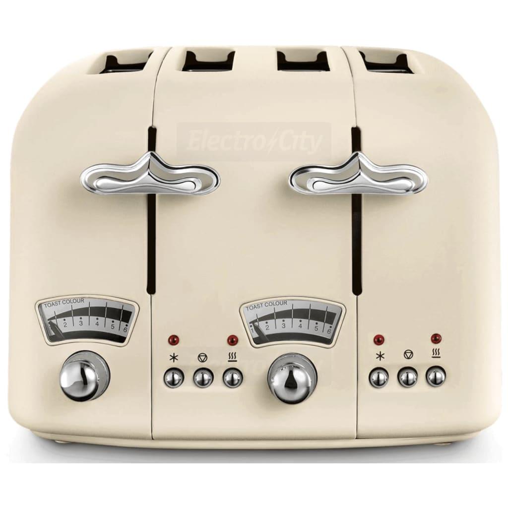 DeLonghi Argento Toaster Flora Cream 4 Slice 1800W Power with Chrome Details