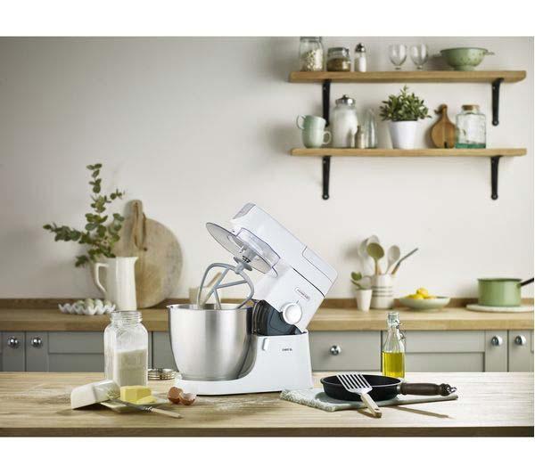 Kenwood Chef XL KVL4100W Food Mixer 1200W White with 6.7L Stainless Steel Bowl Variable Speed and Pulse Function