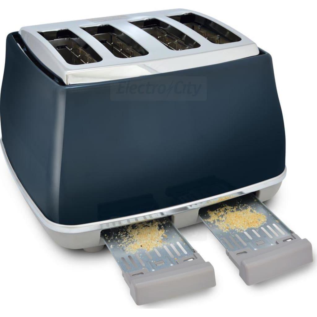 Delonghi Icona Capitals 4-Slice Toaster - Blue, 1800 W, Defrost, Reheat, Bagel function, Variable browning, Stainless Steel
