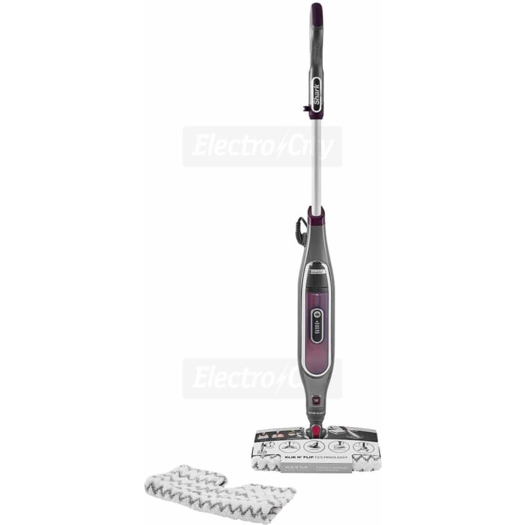 Shark Klik n' Flip Steam Mop S6003, Steam Blast, Dirt Grip Pads, Bordeaux/Steel Grey