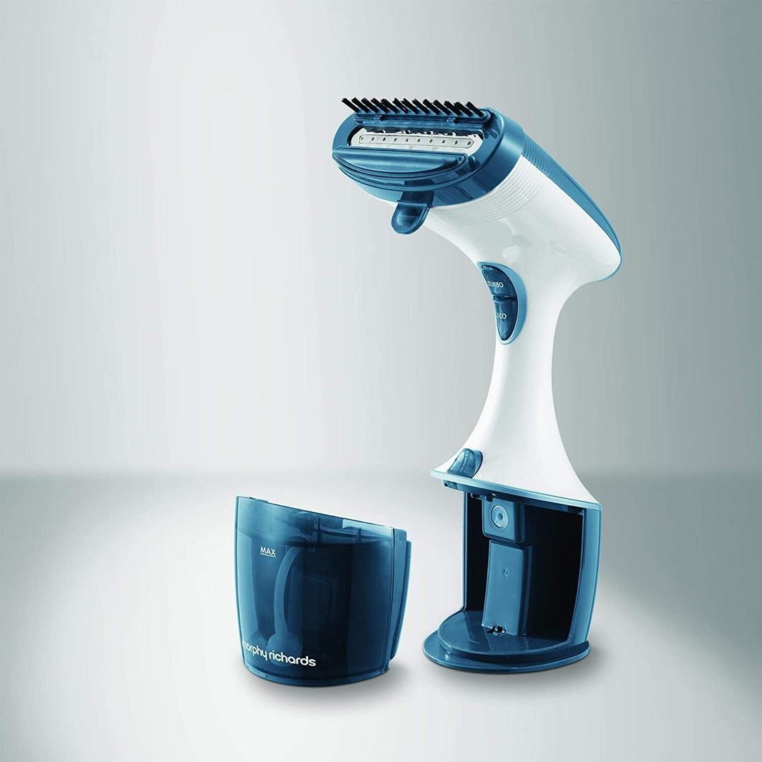 Morphy Richards Handheld Garment Steamer | 1750W | 260ml Tank | 35s Heat Up | Eco/Turbo Steam | Lint Brush & Creaser | Kills Bacteria