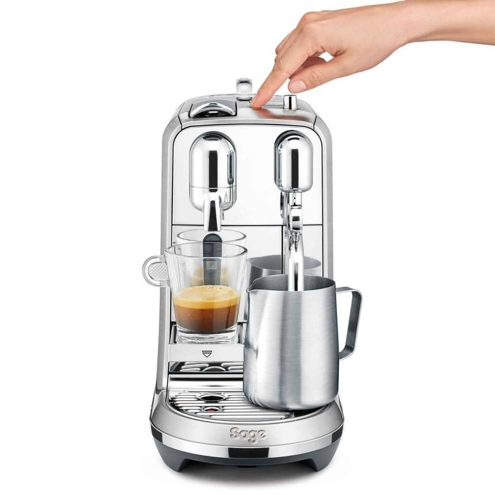 Sage Creatista Plus Nespresso Machine Stainless Steel Brushed Steel 8 Beverage Selections 3 Second Heat Up 11 Milk Temp 8 Froth Levels 19 Bar Pump Auto Shut-off 9 Min Espresso Milk Jug Steam Wand Digital Display
