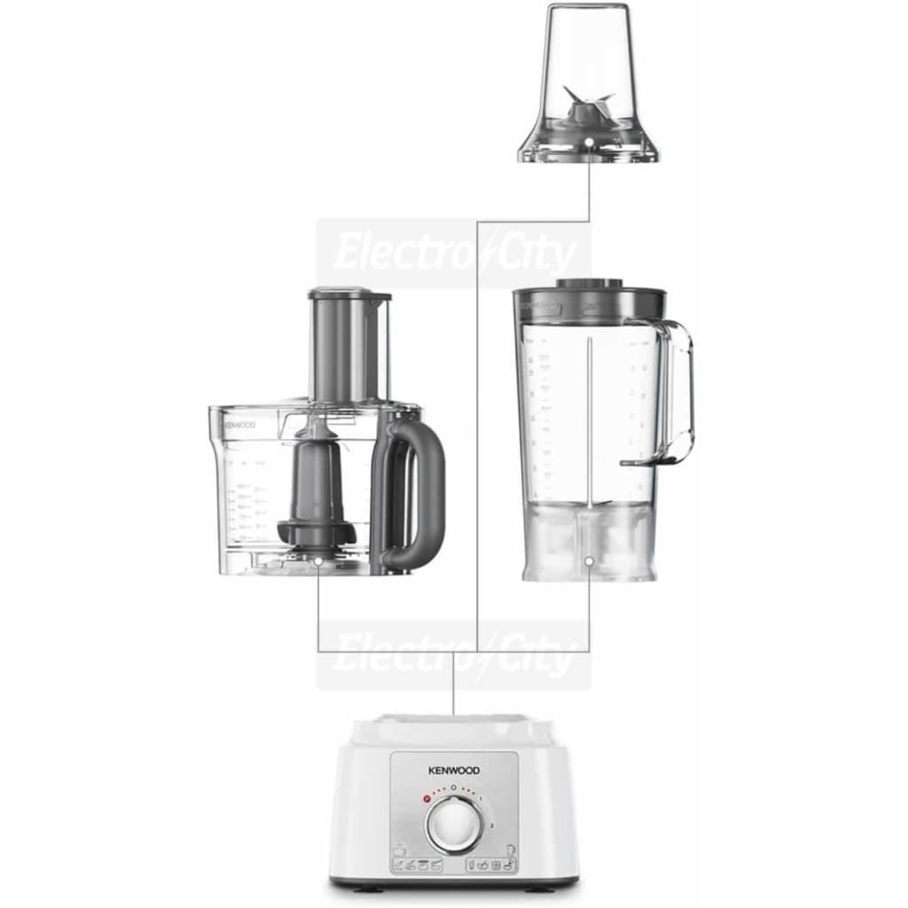 Kenwood MultiPro Express Food Processor 1000W 3L Silver with Blender, Multi-Mill, Express Serve, Express Dice, Baking Tool, Spatula, Whisking, Kneading, Ice Crushing, Dicing Functions