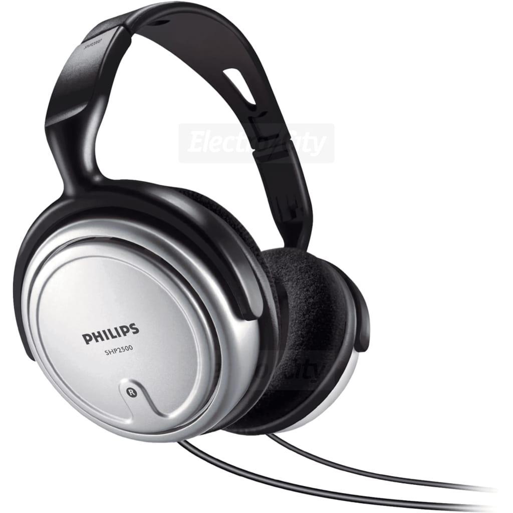 Philips TV Headphones Silver/Black | Sound Isolation, In-Cord Volume Control, Extra Long Cable