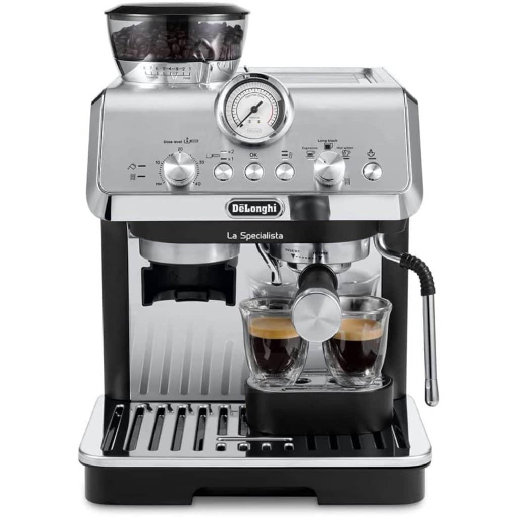 De'Longhi La Specialista Arte Bean to Cup Espresso Coffee Machine Stainless Steel Black 1.5L 8 Grind Settings 3 Temp Levels MyLatte Art Steam Wand EC9155.MB