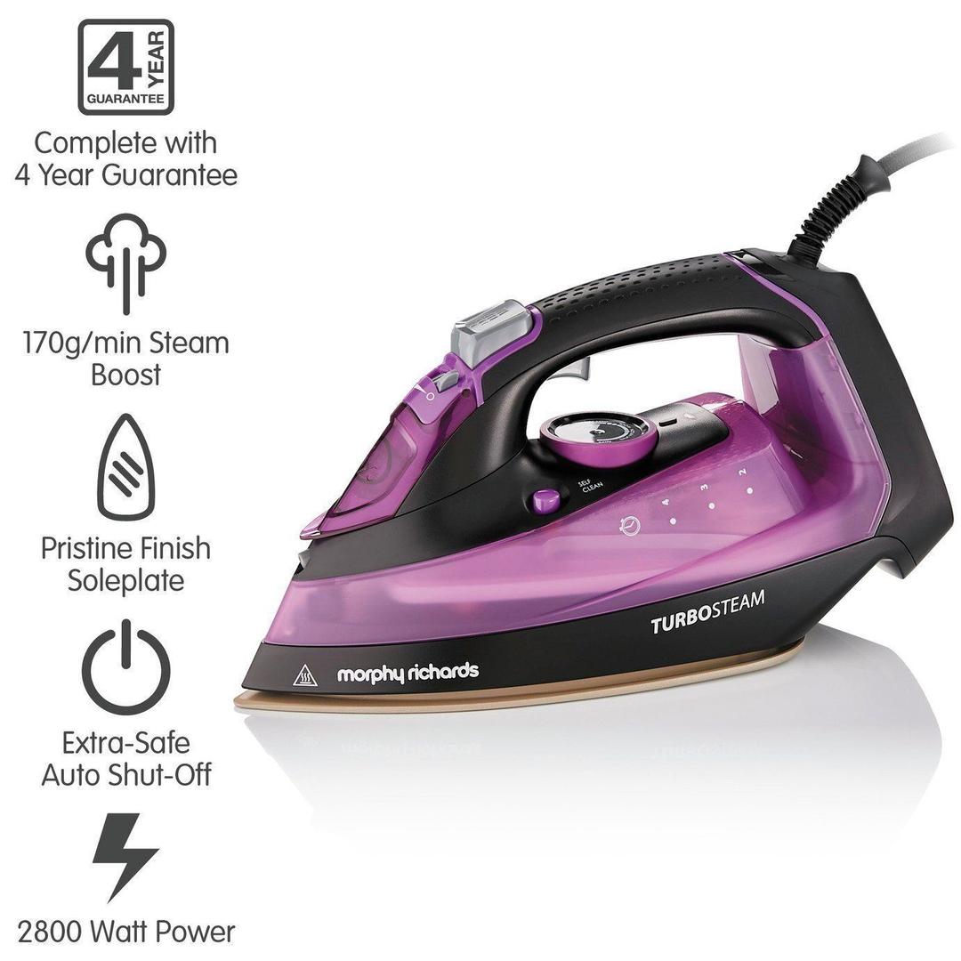 Morphy Richards Turbosteam Steam Iron 2800W | Purple, Black