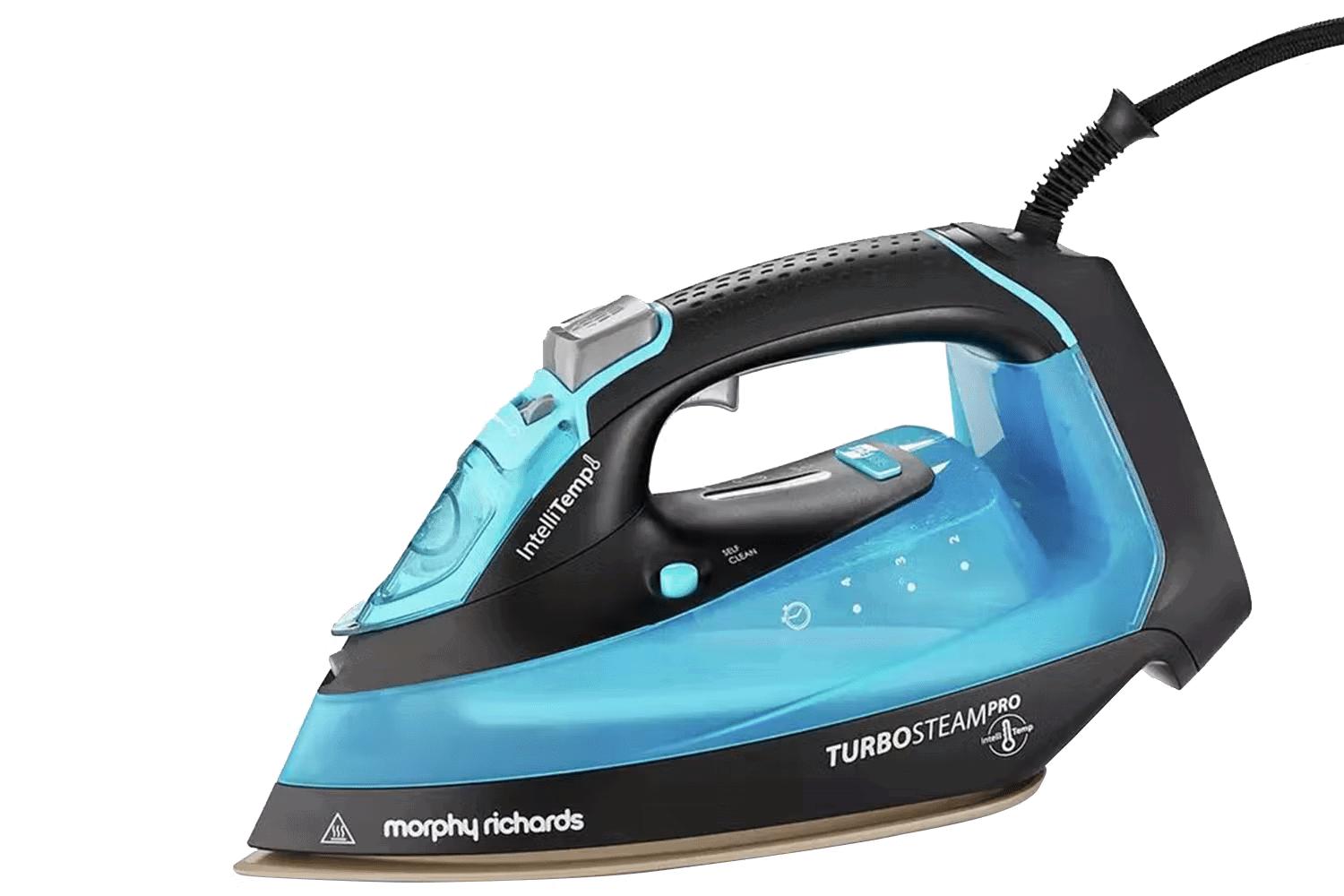 Morphy Richards Turbosteam Pro 3100W Steam Iron | 40g/min Steam Output, 200g/min Boost, Intellitemp, Digital Controls, Blue