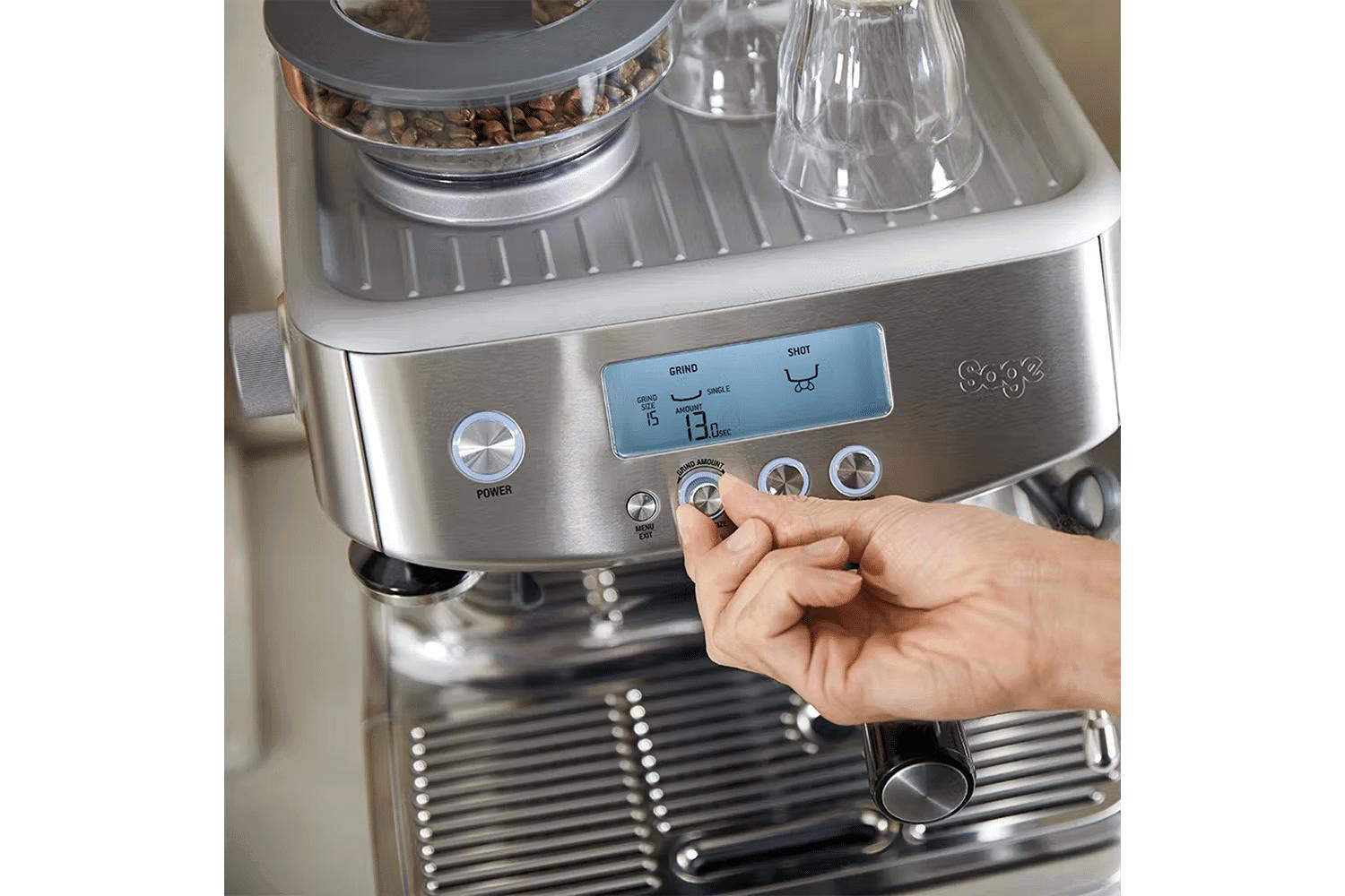 Sage The Barista Pro Espresso Machine - Brushed Stainless Steel, LCD display, Integrated grinder