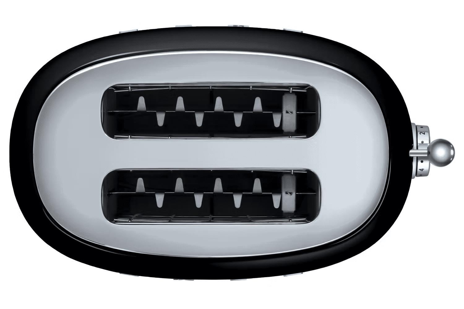 Smeg Retro Style 2 Slice Black Toaster - Reheat, Defrost, Bagel Functions