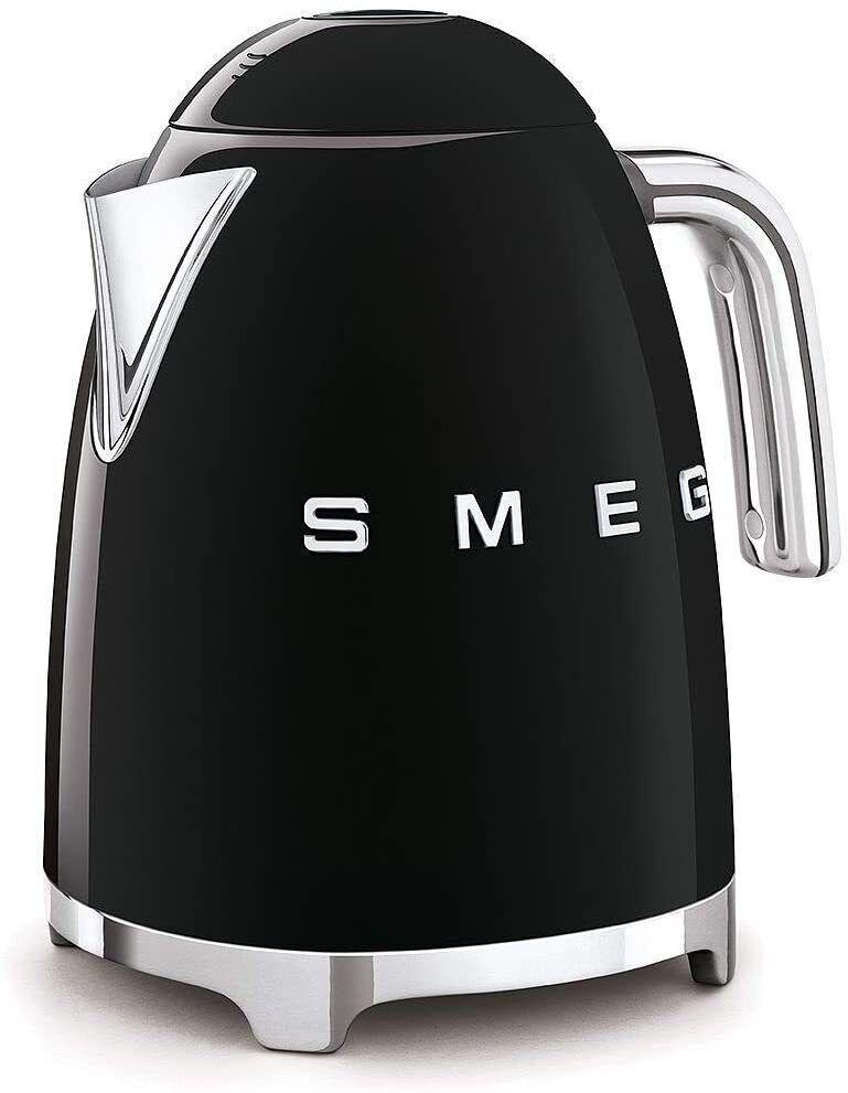 Smeg Retro Style Black Kettle 1.7L - SMEG Logo, Stainless Steel
