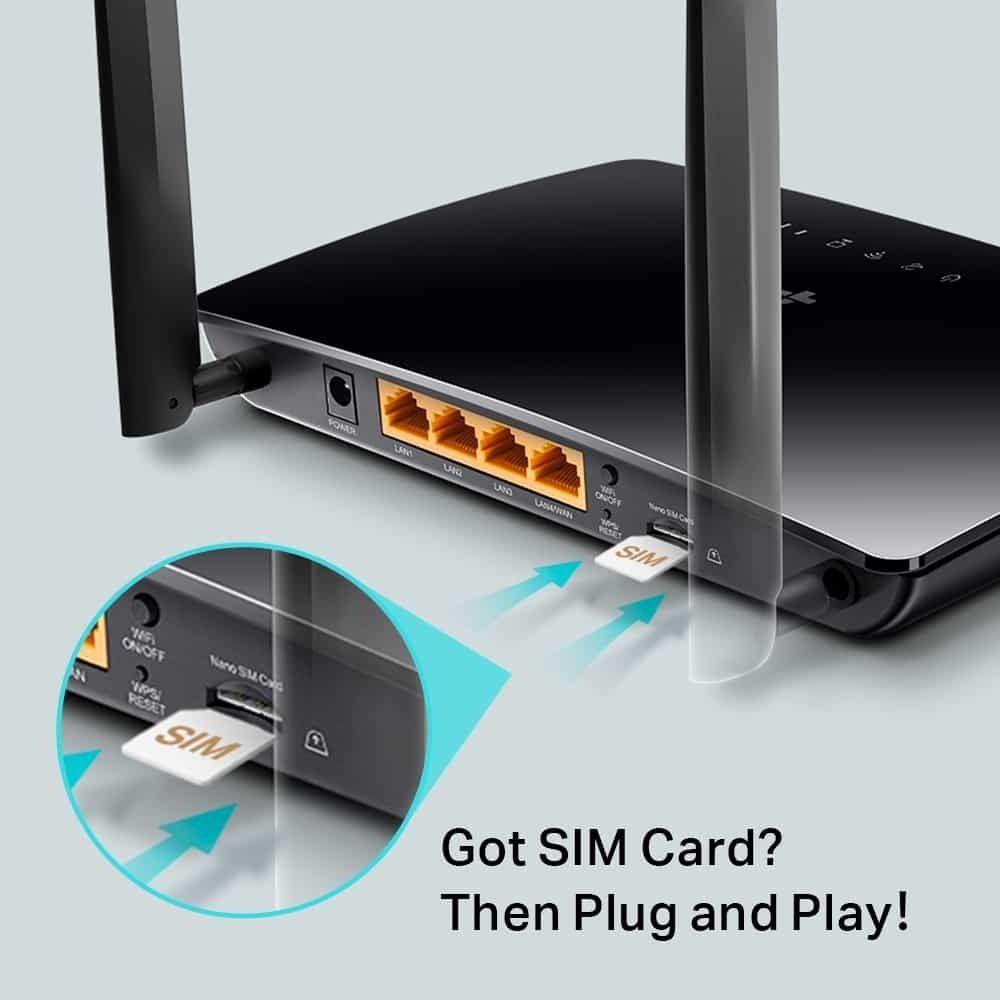 TP-Link Archer MR200 4G LTE Router - Dual Band, Wi-Fi 5, Black, Antennas