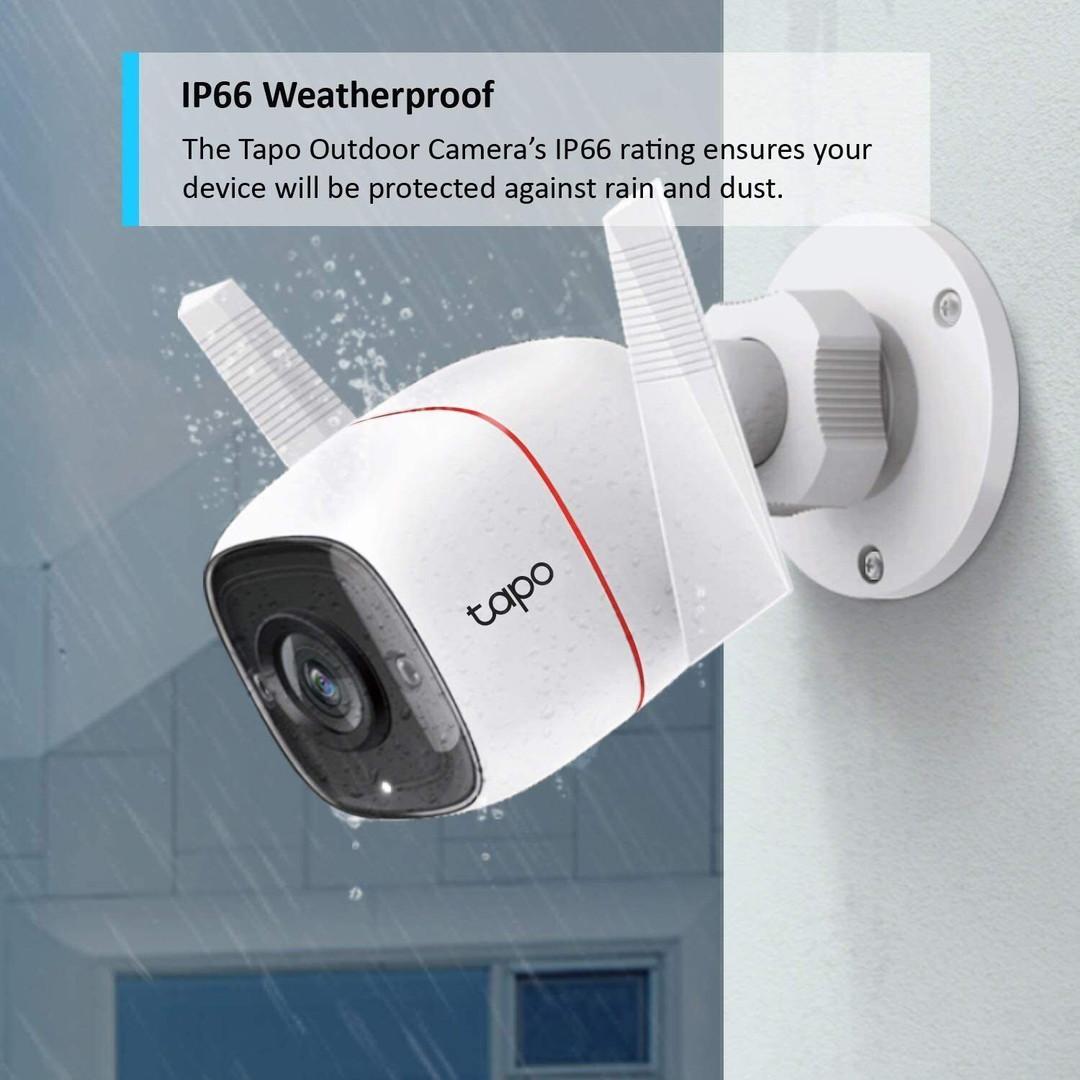 TP-Link Tapo Outdoor Wi-Fi Security Camera 3MP with Night Vision, 2-way audio. Features: Antenna, Lens, White