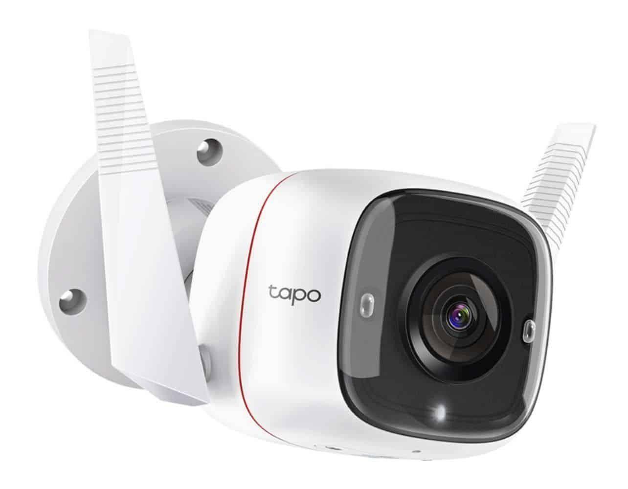 TP-Link Tapo Outdoor Wi-Fi Security Camera 3MP with Night Vision, 2-way audio. Features: Antenna, Lens, White