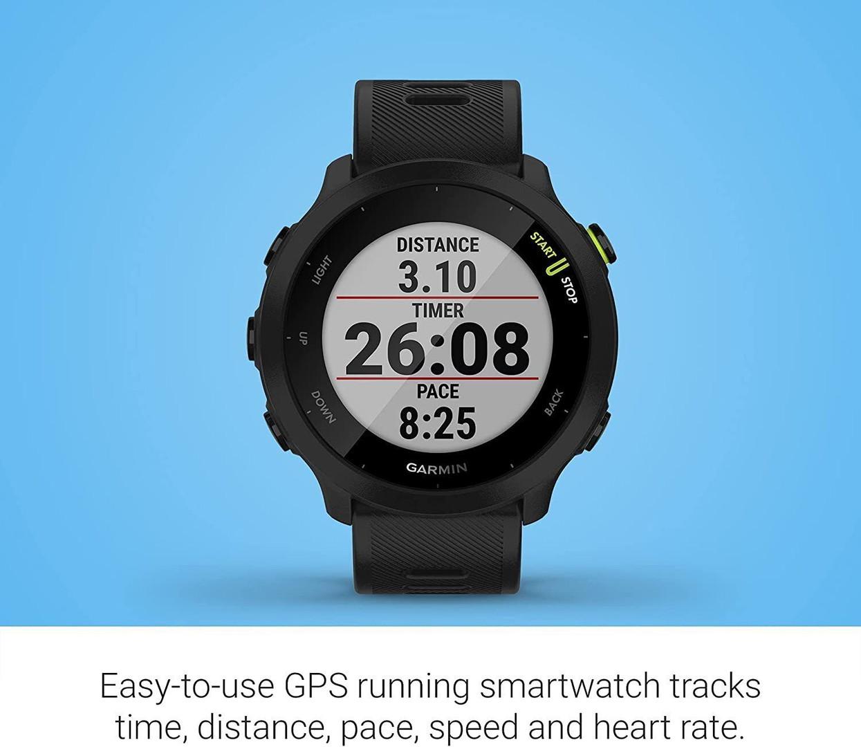 Garmin Forerunner 55 Black Smartwatch GPS Heart Rate Activity Tracking Up to 2 weeks Battery Life