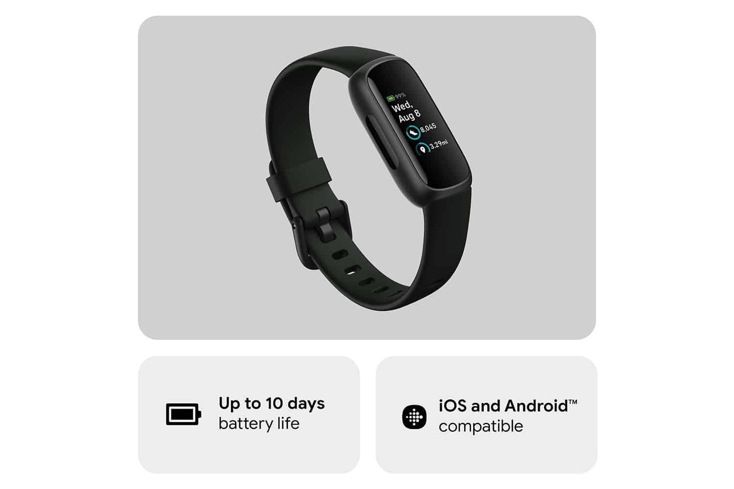 Fitbit Inspire 3 Health & Fitness Tracker - Midnight Zen, Black, Up to 10 Day Battery