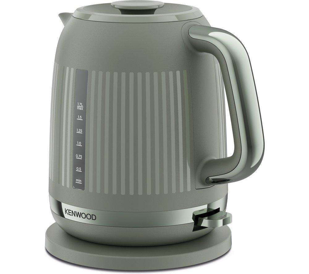 Kenwood Dusk Kettle Olive Green 1.7L 3000W | Water Level Indicator, Handle, Base, Spout, Lid, Striped Design