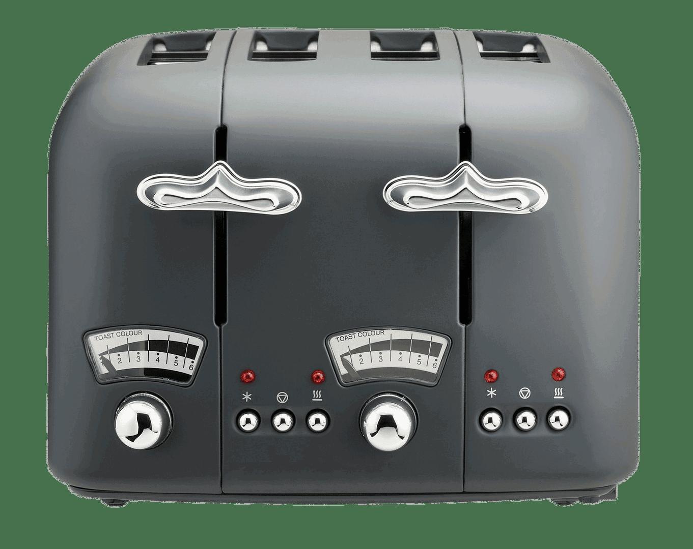 De'Longhi Argento Silva 4 Slice Toaster | Grey | Image Features: Grey, 4 Slots, Toast Colour Dial