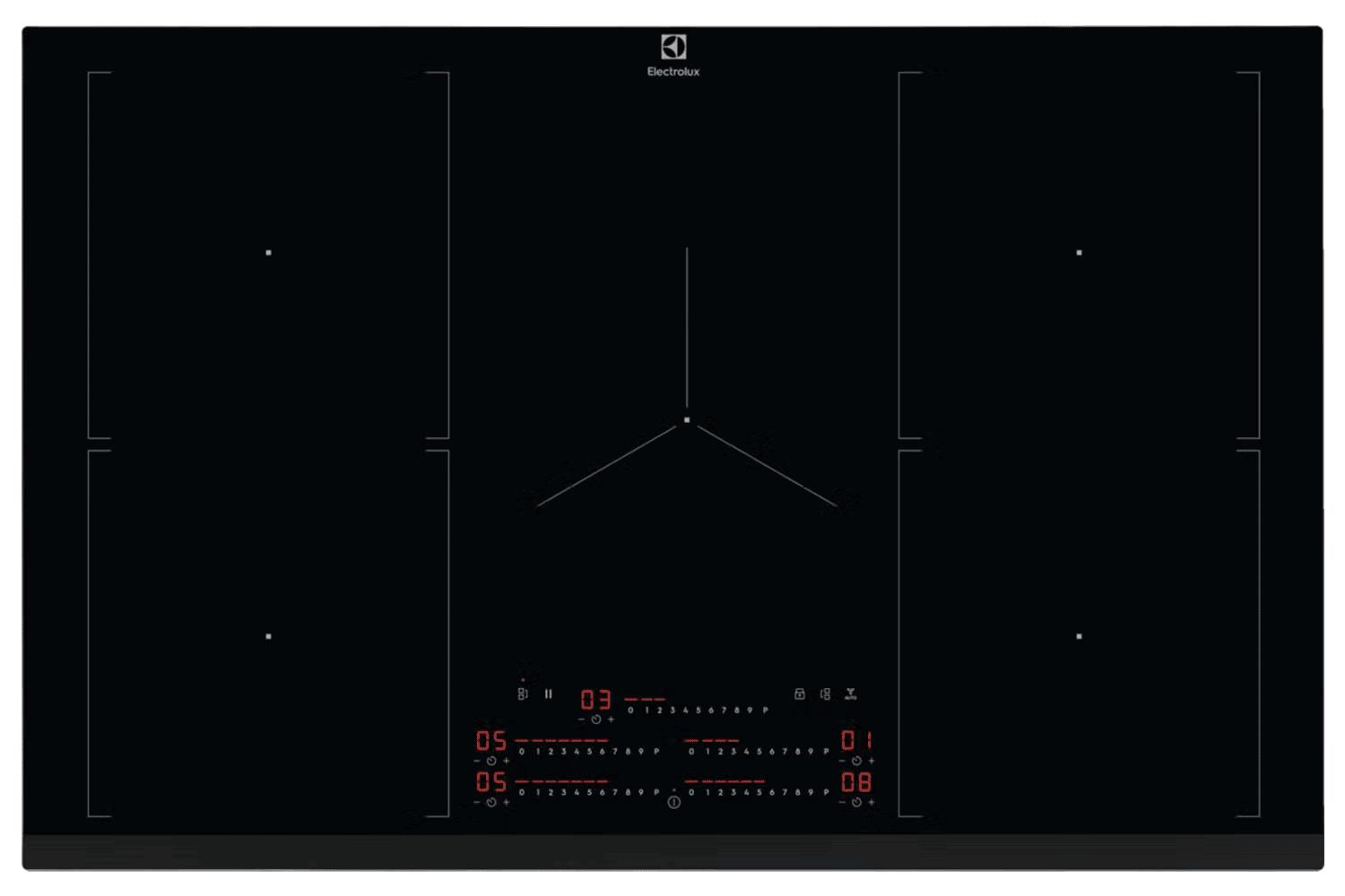Electrolux 5 Zone Induction Hob 80cm Black with Digital Display, Touch Controls, Hob2Hood