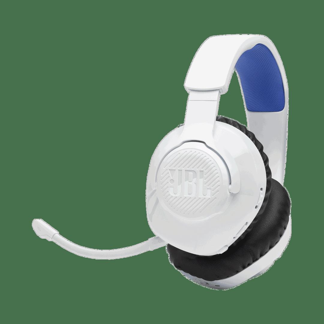 JBL Quantum 360P Wireless Gaming Headset - White / Blue, Detachable Boom Mic
