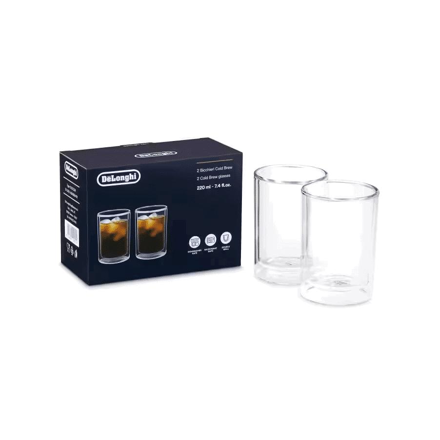 De'Longhi Cold Brew Glasses Set of 2 - Double Wall, Dishwasher Safe, Microwave Safe, 220 ml, 7.4 fl oz