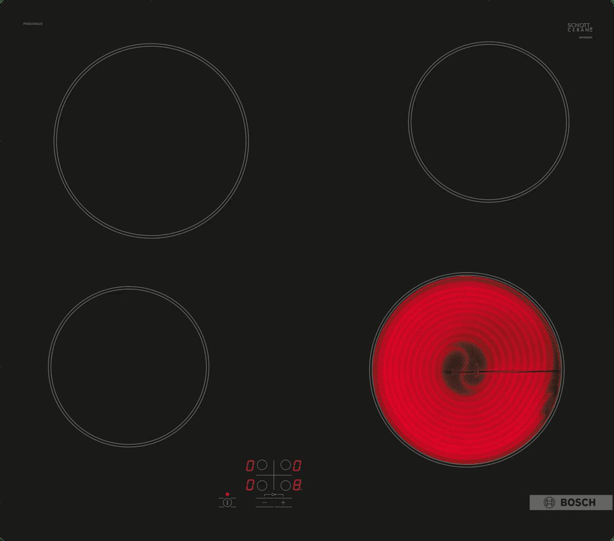 Bosch Serie 2 4-Zone Black Electric Ceramic Hob with Touch Controls